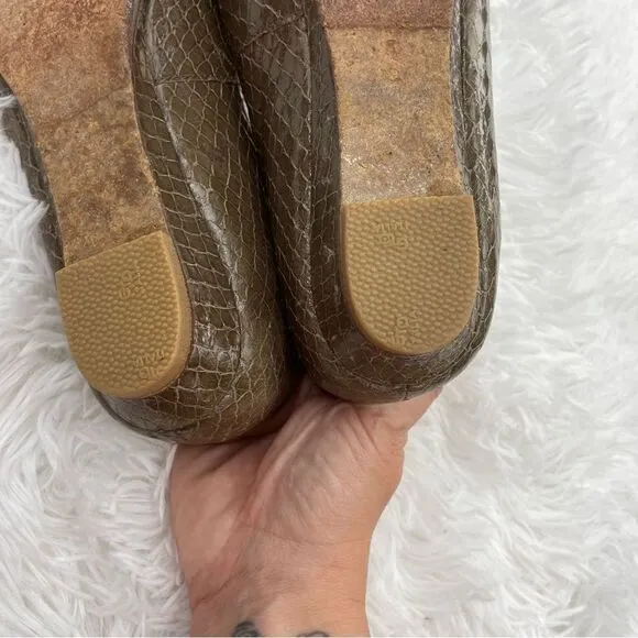 Loeffler Randall Brown Leather Croc Embossed Vibram Ballet Flats