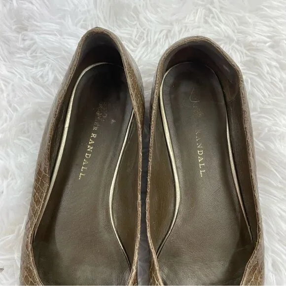 Loeffler Randall Brown Leather Croc Embossed Vibram Ballet Flats
