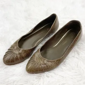 Loeffler Randall Brown Leather Croc Embossed Vibram Ballet Flats