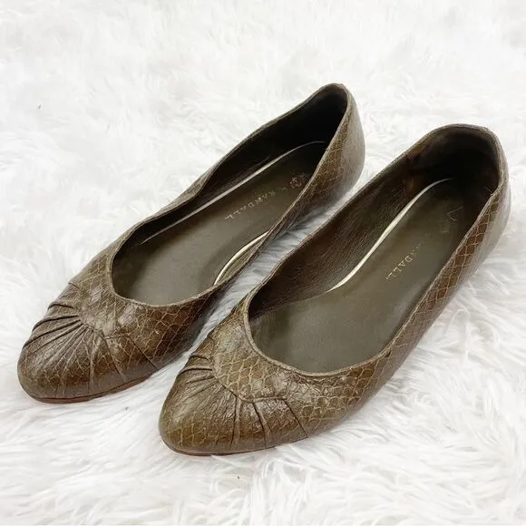Loeffler Randall Brown Leather Croc Embossed Vibram Ballet Flats