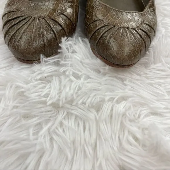 Loeffler Randall Brown Leather Croc Embossed Vibram Ballet Flats