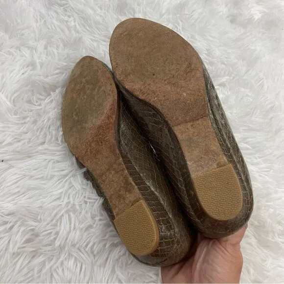 Loeffler Randall Brown Leather Croc Embossed Vibram Ballet Flats