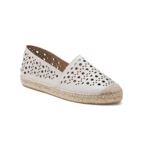 LOLLANS White Made In Spain Leather Espadrille Flats With Cut Outs