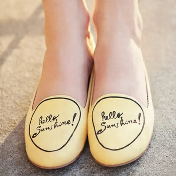 Loly In the Sky Sonia Flats Yellow 'Hello Sunshine' Flats Loafers Women's 9