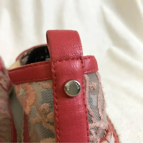 Longchamp pink floral embroidered sheer espadrille flats size 39 or US 8.5