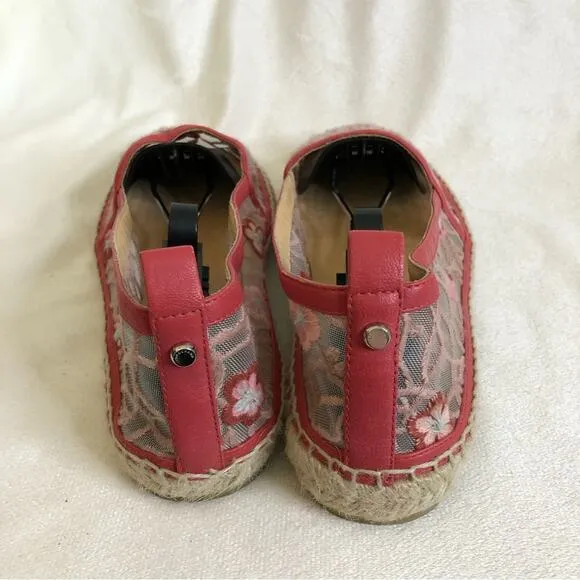 Longchamp pink floral embroidered sheer espadrille flats size 39 or US 8.5