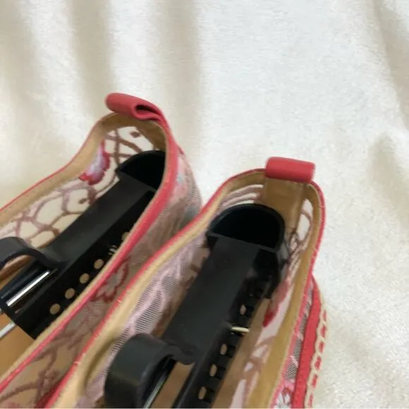 Longchamp pink floral embroidered sheer espadrille flats size 39 or US 8.5