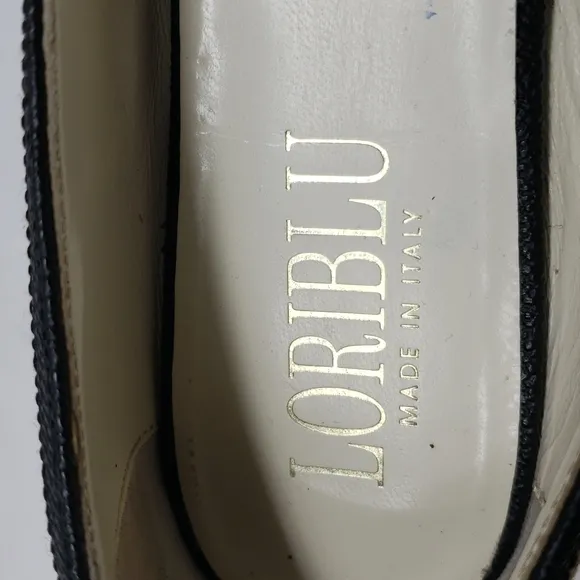 Loriblu Leather Flats Size 37 US 7 Tan Black Red Slip On Peep Toe Made Italy