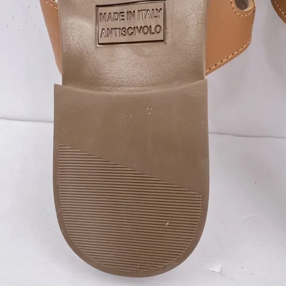 LOTTINI, VACCHETTA MULTI STRAP, BROWN LEATHER FLAT SANDALS, SIZE US 9.5 EU 41
