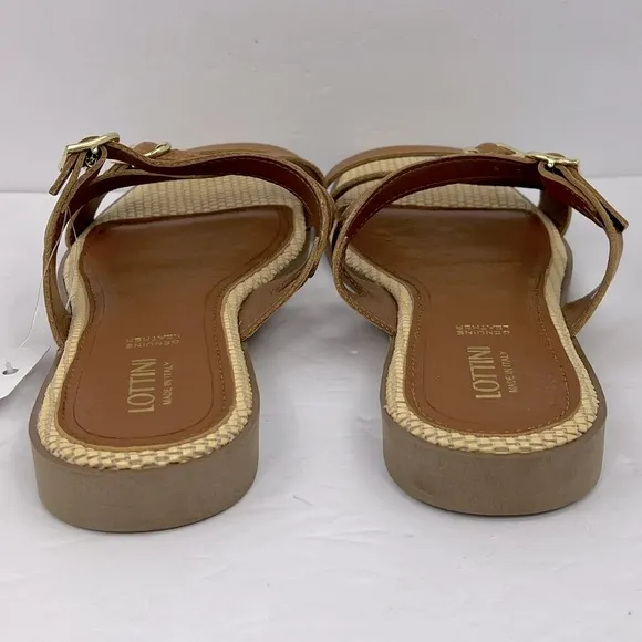 LOTTINI, VACCHETTA MULTI STRAP, BROWN LEATHER FLAT SANDALS, SIZE US 9.5 EU 41