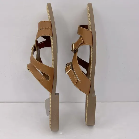 LOTTINI, VACCHETTA MULTI STRAP, BROWN LEATHER FLAT SANDALS, SIZE US 9.5 EU 41