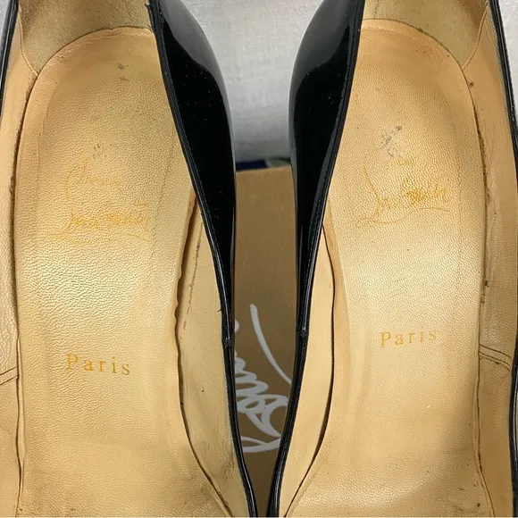 Louboutin 140 patent Bianca heels with grippy sole covers