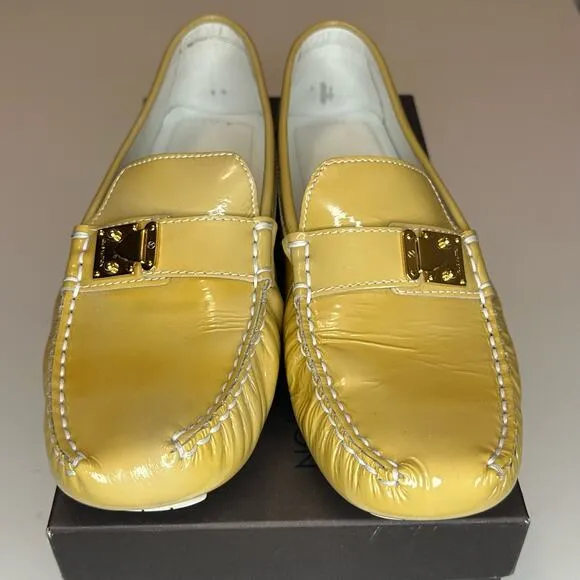 Louis Vuitton Patent leather beige Lombok Driving loafers womens shoes sz 37.5