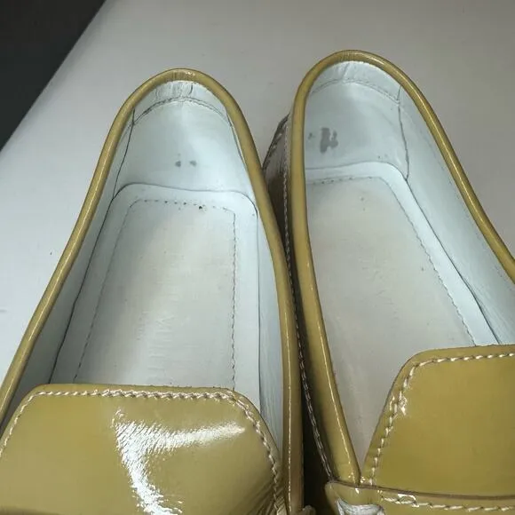 Louis Vuitton Patent leather beige Lombok Driving loafers womens shoes sz 37.5