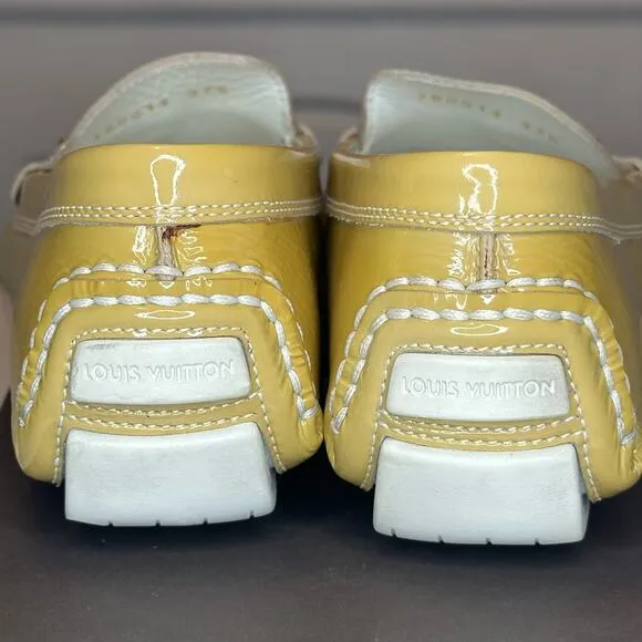 Louis Vuitton Patent leather beige Lombok Driving loafers womens shoes sz 37.5