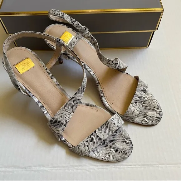 Louise et Cie Kass Snakeprint Embossed Stiletto Sandal NWT