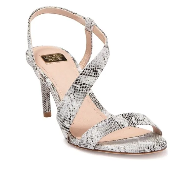 Louise et Cie Kass Snakeprint Embossed Stiletto Sandal NWT