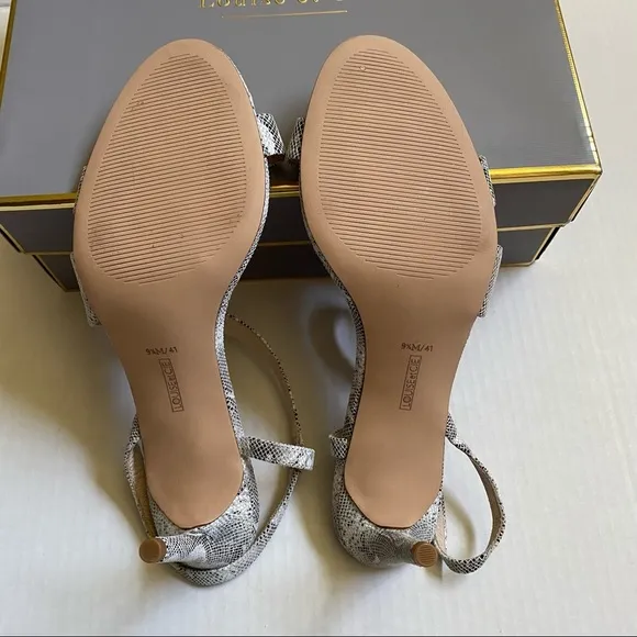 Louise et Cie Kass Snakeprint Embossed Stiletto Sandal NWT