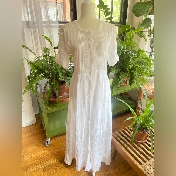 LoveShackFancy Edie Cotton Maxi Dress- White