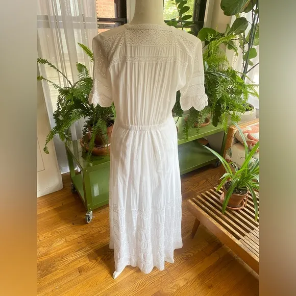 LoveShackFancy Edie Cotton Maxi Dress- White