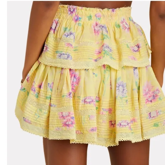 LOVESHACKFANCY | Ruffled Floral Cotton Voile Mini Skirt