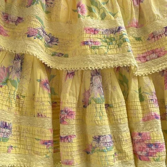 LOVESHACKFANCY | Ruffled Floral Cotton Voile Mini Skirt
