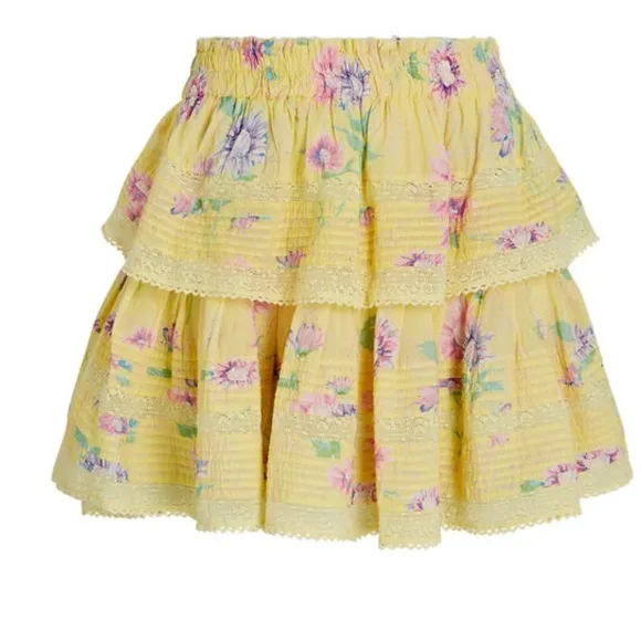 LOVESHACKFANCY | Ruffled Floral Cotton Voile Mini Skirt