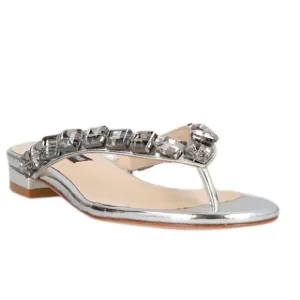 Luciano Barachini Metallic Silver Toe Strap Sandals. New With Box. Size M.