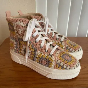 Lucky Brand Curla High Top Platform Crochet Sneakers Size 8