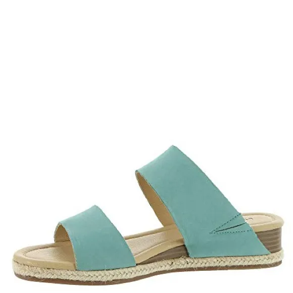 LUCKY BRAND LEATHER WYNTOR WEDGE SANDALS DOUBLE STRAP BRISTOL BLUE NWT SZ 9.5