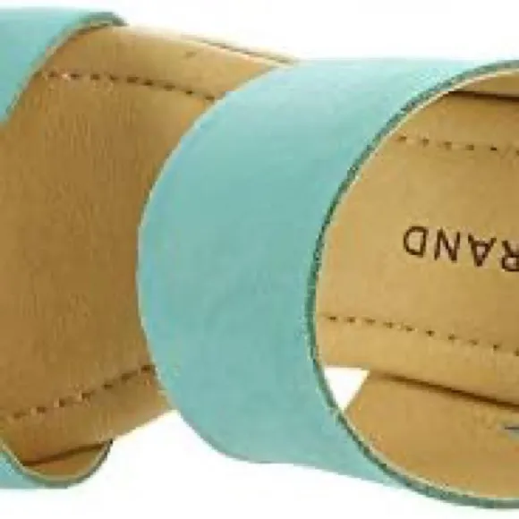 LUCKY BRAND LEATHER WYNTOR WEDGE SANDALS DOUBLE STRAP BRISTOL BLUE NWT SZ 9.5