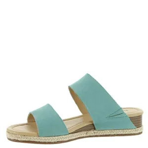 LUCKY BRAND LEATHER WYNTOR WEDGE SANDALS DOUBLE STRAP BRISTOL BLUE NWT SZ 9.5