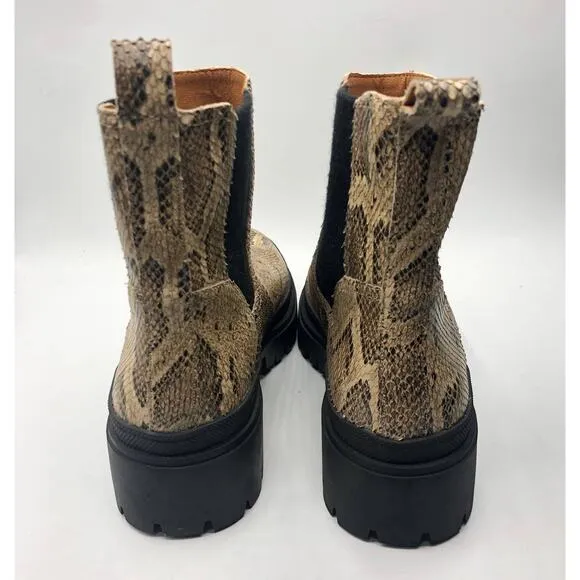 Lucky Brand Womens Emali Snakeskin Ankle Chelsea Boots Sz 10 M