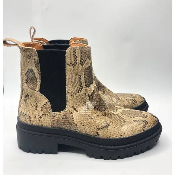 Lucky Brand Womens Emali Snakeskin Ankle Chelsea Boots Sz 10 M