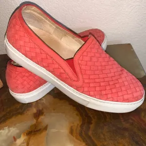 M. GEMÍ loafers, orange woven leather, elastic inset, thick white sole. 40 EUC