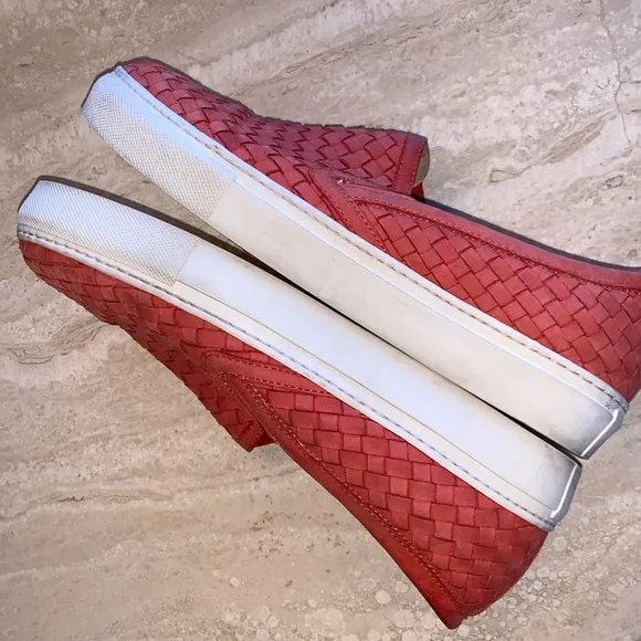 M. GEMÍ loafers, orange woven leather, elastic inset, thick white sole. 40 EUC