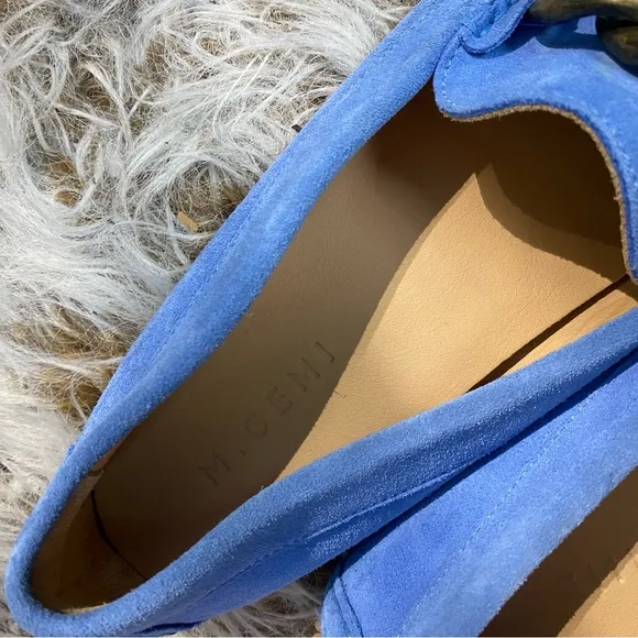 M. Gemi Blue Suede Loafers Slip-On Sz 38.5