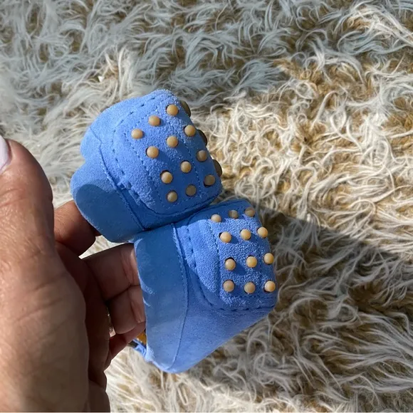 M. Gemi Blue Suede Loafers Slip-On Sz 38.5