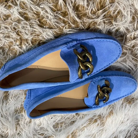 M. Gemi Blue Suede Loafers Slip-On Sz 38.5