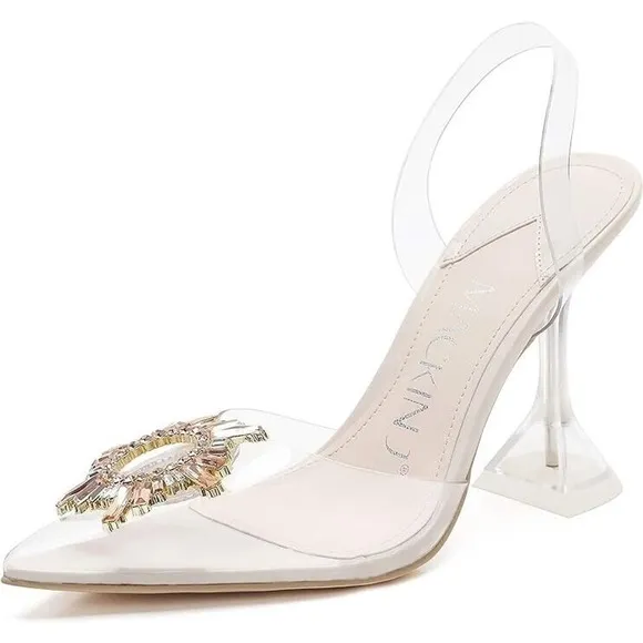 MACKIN J 188-6 Women's Dress Clear Sandal - Heels - Pointed Toe - Slip On - 10