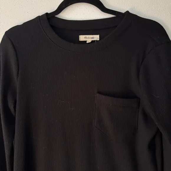 Madewell Black Long-Sleeve Pocket Tee Dress Size Small