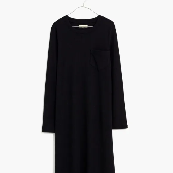Madewell Black Long-Sleeve Pocket Tee Dress Size Small