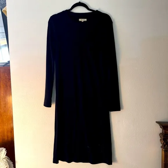 Madewell Black Long-Sleeve Pocket Tee Dress Size Small