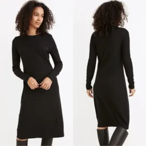 Madewell Black Long-Sleeve Pocket Tee Dress Size Small