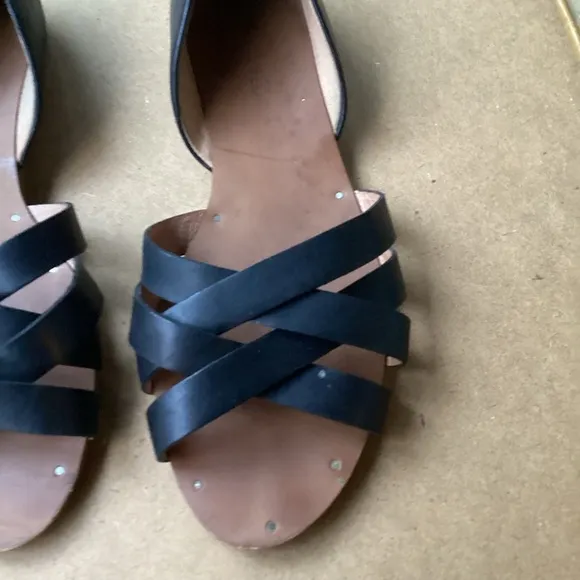 Madewell black slip on business casual sandals, size 9