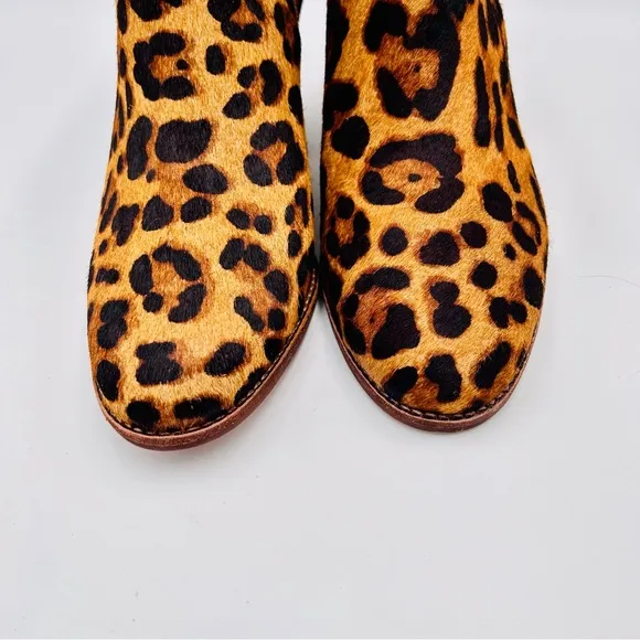 Madewell boots Regan Chelsea boots leopard print calf fur boots women size 6.5