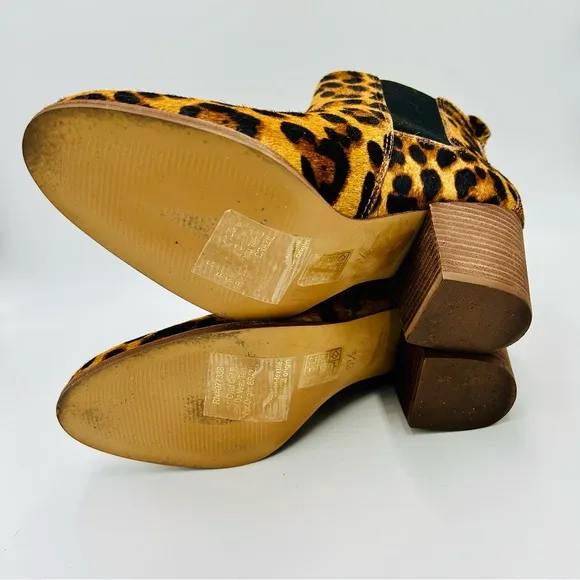 Madewell boots Regan Chelsea boots leopard print calf fur boots women size 6.5