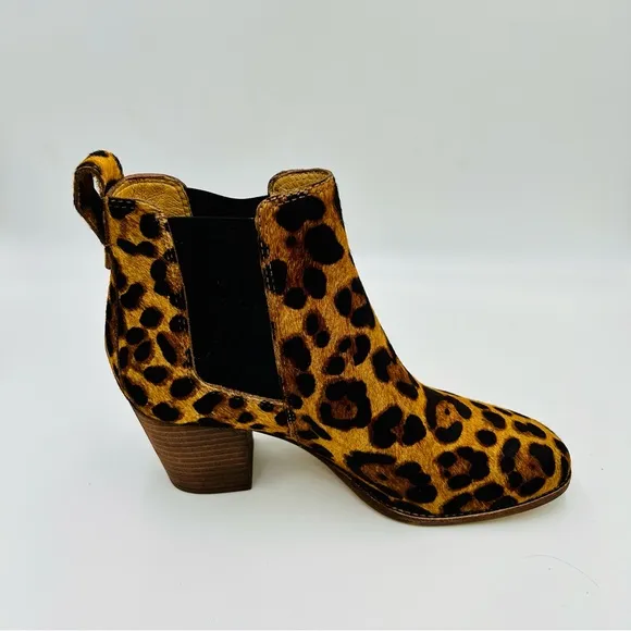 Madewell boots Regan Chelsea boots leopard print calf fur boots women size 6.5