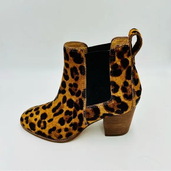 Madewell boots Regan Chelsea boots leopard print calf fur boots women size 6.5