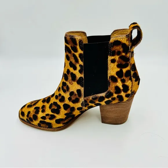 Madewell boots Regan Chelsea boots leopard print calf fur boots women size 6.5